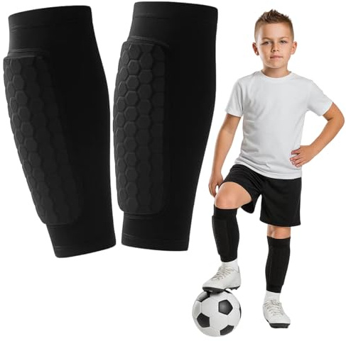 Shin Guards, Football Shin Pads Kids with Breathable Elastic Honeycomb Pads, Superior Impact Absorption, Thickened and Enlarged Shin Guards Sleeves for Men Women Teenagers (S)