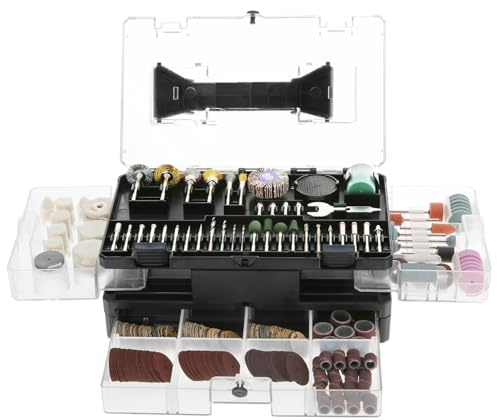 Aoresac Kit de Accesorios para Herramientas Rotativas de 378 Piezas, para Grabar, Esmerilar, Pulir, para Trabajos Detallados en Materiales Duros y Delicados con Pinzas Cromadas, Ruedas