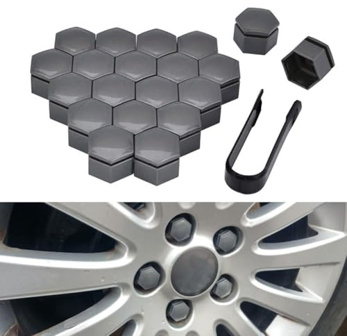 PWJLXY 20 Pezzi Copridado Ruota per Opel Astra J 2009-2015, Copribulloni Auto Copri Dado per Bullone Ruot Copri Dadi Esagonali Copri Bullone Copriruota,Grey-19mm