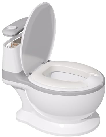 Potty Training Toddler Toilet Seat, Baby Potty for Boys Girls, Toddlers Pottie Realistic Toilet Pottys Chair Potties with Splash Guard Anti-Slip Base Removable Bowl for 1-6 Year Old Childrens