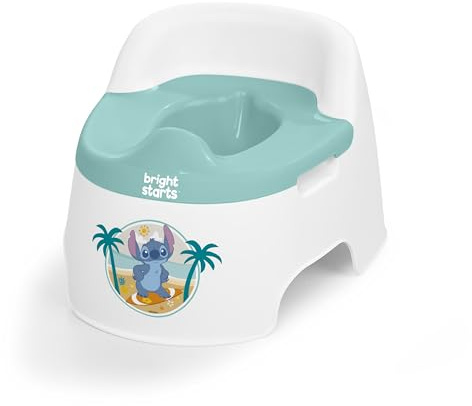 Bright Starts, Disney Stitch Orinal Infantil de Confort Total, Cubeta Extraíble Fácil de Limpiar, Protector Antisalpicaduras, Respaldo Alto para Comodidad y Estabilidad, Niños hasta 23 kg