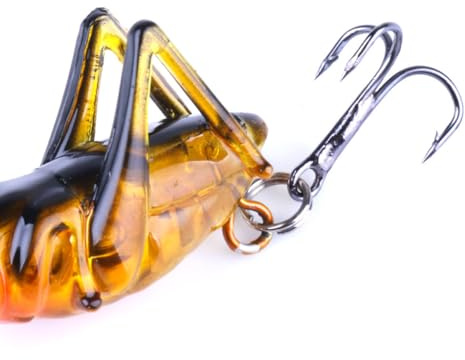 Veemoon Set da 5 Esche Artificiali da Pesca 3,3 Cm 3 G Galleggianti Realistiche a Forma di Cavalletta Amo in Metallo per Pesca in Acque Profonde Colore Casuale