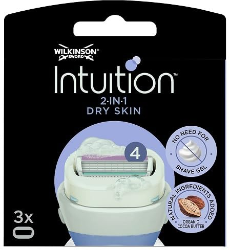 Wilkinson Sword Intuition - 3 piezas de repuesto para afeitar, color blanco y rosa