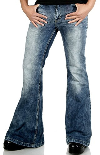 COMYCOM Utsvängda jeans för herr med acid wash STAR RANDOM, W31/L32