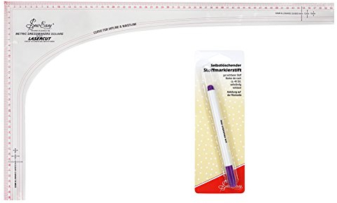 Nähwelt Flach Sew Easy Kombi-Set Schneiderwinkel 365 x 605 mm Phantomstift (Trickmarker) - Modern, Kunststoff, Einfach