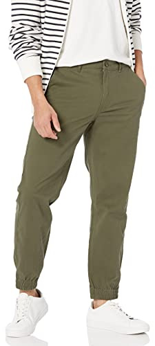 Amazon Essentials Pantaloni Jogger Chino dalla vestibilità Aderente Uomo, Verde Oliva, XXL