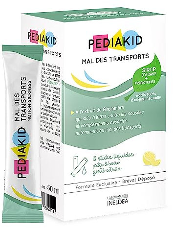 PEDIAKID - Mal des Transports - Complément Alimentaire aux extraits de plantes & fibres - Aide à lutter contre les nausées et vomissements - Format sticks prêts à boire