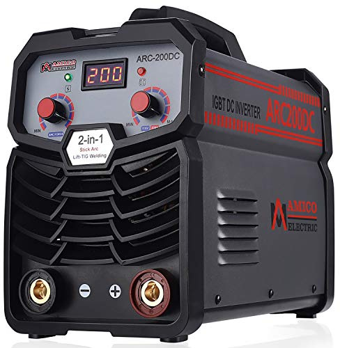 Amico Professional Welding Machine, 200 Amp Stick Arc DC Welder, 80% Duty Cycle, 100~250V Wide Voltage