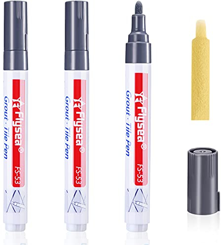 3 Pezzi Penne per Piastrelle Penna per Restaurare Fughe a Muro Progettato per Ripristinare Fughe di Piastrelle in Bagni, Cucine, Portici, Patio (Grigio Scuro)