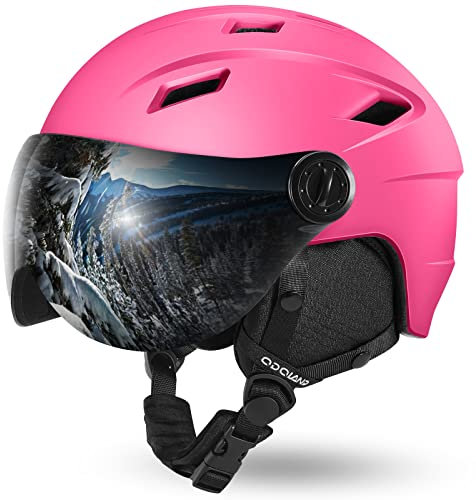 Odoland Erwachsene Skihelm Skihelm mit Visier, Leichter Race-Helm mit Helmvisier für Männer und Frauen, Snowboardhelm