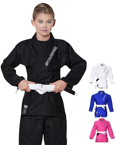 Starpro Preshrunk Kids BJJ Gi – Lightweight Jiu Jitsu Uniform with Pearl Weave | Youth Jiu Jitsu Suit for Boys & Girls | Many Sizes & Colours