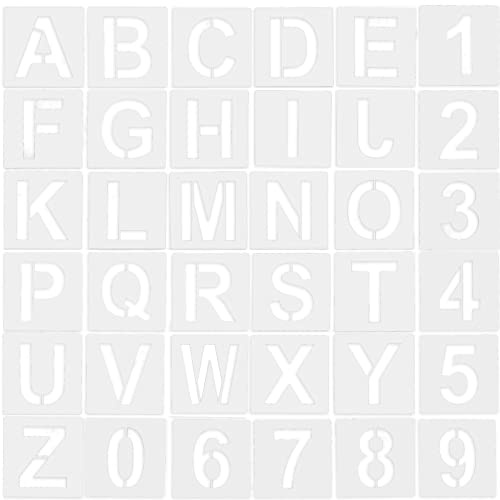36pcs Letter Stencils, 4 Inch Reusable Plastic Letter Number Template Alphabet Stencil Craft Stencils for Art Projects Decoration Painting DIY