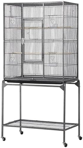Abician Cage à Oiseaux Grande Cage pour perroquets 63'' avec Support pour Extérieur Intérieur 81 x 47 x 160 cm