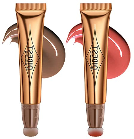 Flüssige Kontur Beauty Wand, Gesichts Highlighter und Bronze Stick mit Kissen Applicator befestigt, Schimmer lange anhaltende seidige Creme Gesicht Highlighter Bronze Make-up Stick #2PCS (01-03)