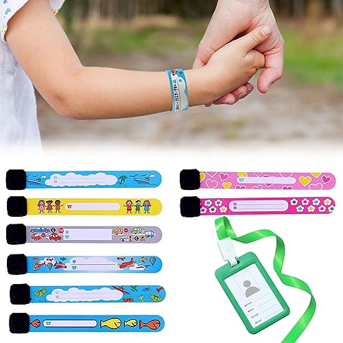 Pulsera Seguridad Niños, Pulseras Identificativas Niños, Pulsera Seguridad Anti Perdida, Pulsera Antiperdida Niños, Pulsera de Emergencia Impermeable, Bebé SOS Pulsera, Reutilizable, 9 PCS