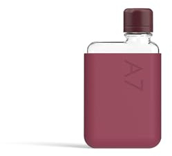 memobottle A7 (Wild Plum) Bundle - 6oz (180ml) - Bottle, silicone sleeve & lid | Compact Flat Bottle for Bags & Pockets | BPA Free Tritan | Modern & Minimalist | For Gym, Work & Travel
