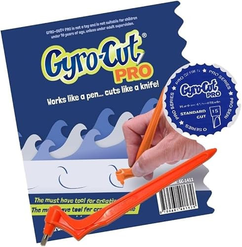 Gyro-Cut® PRO - Herramienta de corte rotativa 360°, cuchillo para manualidades de scrapbooking con hoja estándar para papel