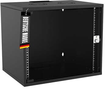 Bemacom Netzwerkschrank - Serverschrank 19 Zoll 9HE - Server-Racks für Wandmontage - EDV-Gehäuse mit Traglast 60kg - 400 x 540 x 460 mm Schwarz