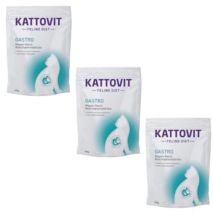 Kattovit Gastro | Pack de 3 | 3 x 400 g | Alimentation diététique complète pour Chats Adultes | Peut contribuer à compenser Une digestion insuffisante | Faible en matières grasses et Facile à digérer