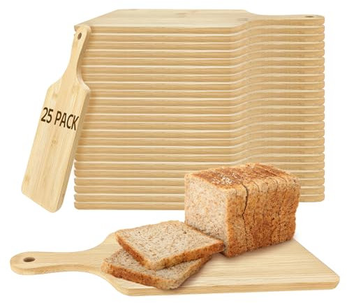 25 PCS Cutting Board Bulk Wood Chopping Board Laser Engraving Serving Board with Handle Charcuterie Boards for Customized Mother's Day Housewarming Gift 11 x 5 Bamboo