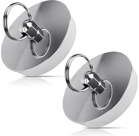 Lot de 2 bouchons de baignoire universels 42-46 mm avec crochet pour évier, baignoires, lavabos, éviers de cuisine