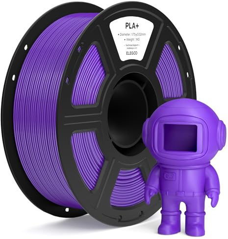 ELEGOO PLA+ Filamento 1,75mm Viola 1KG, PLA Plus ad Alta Resistenza per Stampanti 3D, Precisione Dimensionale +/- 0,02mm, Bobina da 1kg (2,2lbs) Compatibile con la Maggior Parte delle Stampante 3D