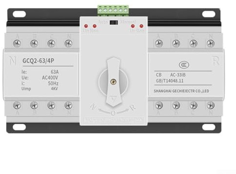 Interruttore di trasferimento automatico a doppia alimentazione, 2P 4P 63A livello CB AC230V AC400V 50Hz Interruttore di commutazione domestico, selettore elettrico (4P 63A)