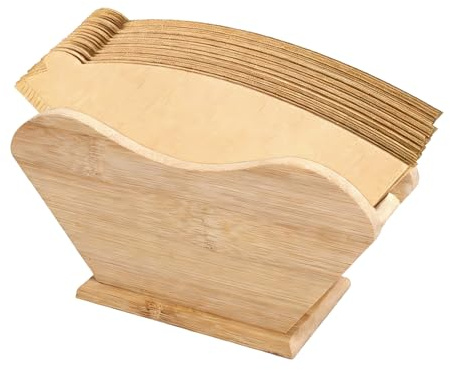 TMZELOA Soporte para filtro de café, madera, soporte para bolsas de filtro, soporte para filtro de café, recipiente de almacenamiento, soporte de papel de filtro, soporte universal para filtro de café