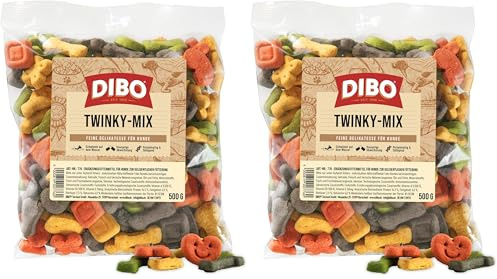 Dibo Twinky-Mix Sachet de 500 g de Produits de Boulangerie pour Aliments sains et naturels pour Chiens Barf, B.A.R.F., friandises, Biscuits pour Chien (Lot de 2)