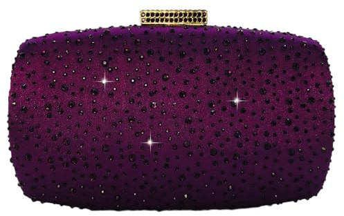 Boutique De FGG Borse da Sera per Donne Pochette e Clutch di Cristallo Borse da Sposa con Strass Minaudiere in Diamanti, Piccolo, Viola