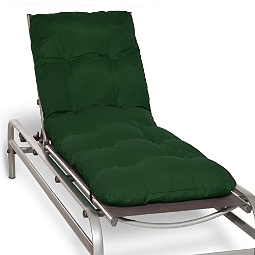 Beautissu Auflage Sonnenliege Deckchair Liegenauflage 190x60 cm Flair RL – 8 cm Dickes Polster für Sonnenliege Liegestuhl Auflage für Gartenmöbel Dunkelgrün