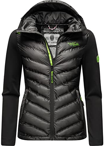 Navahoo, giacca leggera da donna per la mezza stagione, trapuntata, con cappuccio, Nimm Mich Mit, XS-XXL, Nero , XS