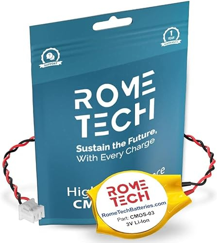 Rome Tech CMOS Akku für HP Compaq 8530p, CQ50, CQ60, CQ70, G60 - Laptop Backup BIOS RTC 3V CR2032 Akku mit 2 Drähten/Kabel