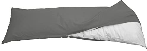 Nurtextil24 Seitenschläferkissen Set 2in1 Baumwolle Kissenbezug mit Füllkissen Innenkissen - Anthrazit Bezug + Füllkissen 40x200cm