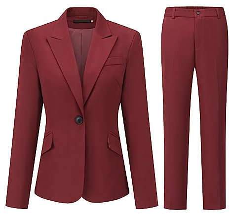 YYNUDA Tailleur Femme 2 Pièces Formel Blazer Ensemble Pantalon Elegant Slim Veste avec Jupe Poches Business