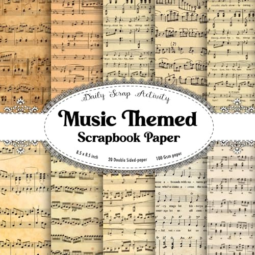 Music Themed Scrapbook Paper: Scrapbooking Paper, Double Sided Crafting Paper for Gift Wrapping, Decoupage, Junk Journaling and Card Making, Collage, ... Paper (Premium Colors) Paper Size 8.5 x 8.5