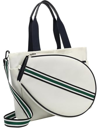 harayaa Tennis Racket Tote Bag Large Capacity Tennis Handbag 2 in 1 Canvas Badminton Racket Bag with Adjustable Strap Removable Pickleball Racket Bag for Women Men Sports, 40x33x11cm