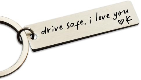 HubbgDesign Key Chain Drive Safe I Love You Engraved Initial Personalized Gift for Husband Boyfriend Keychain Gift Car Accessories (K)