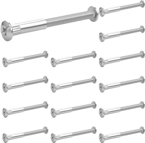 30 tornillos de conexión M6, 76-86 mm, conectores para muebles, tornillos (15 tornillos para muebles, 15 tornillos de casquillo), tornillos de conexión para muebles, armarios, tablas de madera