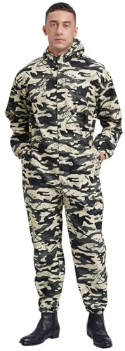 Rswnyirn arbetsoverall herr lackeringsoverall återanvändbar målardräkt onepiece overall helkroppsdräkt dammskydd verkstad arbetskläder, Kamouflage, XXL