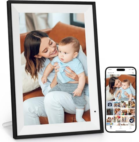 AEEZO 32GB Digital Picture Frame WLAN 10.1 Inches, 1280 x 800 IPS Touchscreen WiFi Digital Picture Frame，Automatic Rotation Electronic Photo Frame,Easy Setup,Share Photos or Videos Everywhere