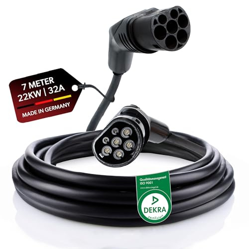 siwitec Typ 2 Ladekabel 22 kW, 10 Meter, 32 A, Mode 3, Ladekabel Elektroauto Typ 2, 3-Phasig, Typ 2 EV Ladekabel E-Auto, IP44, Ladekabel für alle Typ 2 Elektrofahrzeuge