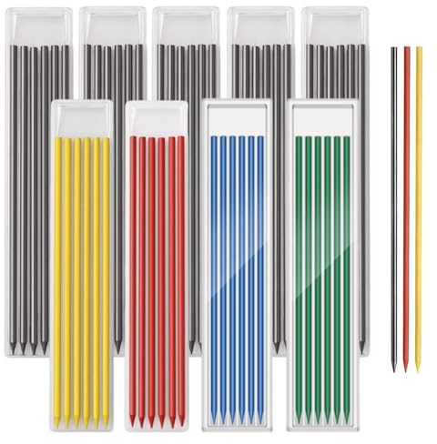 54pcs 2.8mm Recharge De Crayon Crayon De Charpentier, Mines Solides Pour Marqueurs À Pointe Fine, Remplacement Pour Dessin Et Construction Architecturale