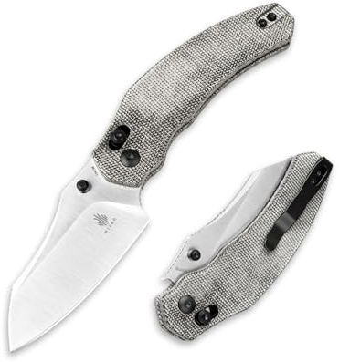 Kizer Bulldog Couteau de Poche Pliable, Couteaux Pliable à Lame Sheepsfoot de 7,6 cm avec Manche en Micarta et Acier 154CM, Couteau EDC pour Camping en Plein Air, Randonnée et Survie V3672C2