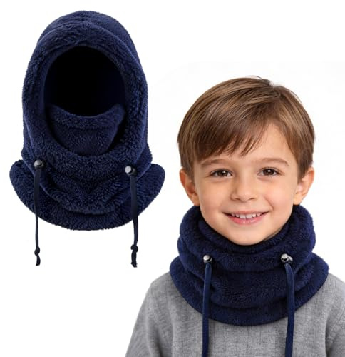 AYPOW Pasamontañas Térmico Invierno para Niños Niñas 3-10 Años, Multifuncional Prueba de Viento Ajustable Máscara De Esquí Ciclismo, Sombreros Gorro Forro Polar Cálido, Calentador de Cuello Mascarilla