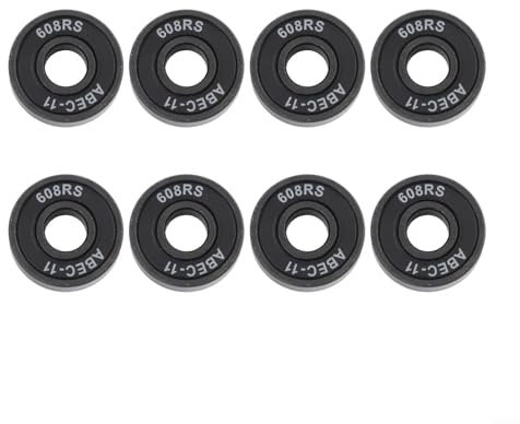 Opatiny Lot de 8 roulements ABEC-11 en acier au carbone pré-lubrifié pour longboard, roller et scooter (noir)
