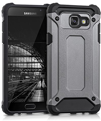 kwmobile Custodia Ibrida Compatibile con Samsung Galaxy A5 (2016) - Cover in Silicone TPU Dual Case Backcover Outdoor - Transformer Look Antracite/Nero
