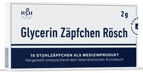 Glycerin Zäpfchen | 2g (10 Zäpfchen) | für eine natürliche Stuhlregulierung | wirkt sanft abführend und schont die Darmflora | Kinder ab 2 Jahren, Jugendliche und Erwachsene