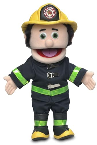 Feuerwehrmann, Pfirsichmännlich von Silly Puppets | 40 cm Handpuppe für Kinder | Mit Beweglichem Mund Und Armen | Abnehmbare Handwaschbare Kleidung