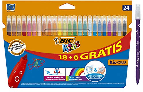 BIC Nordic AB BIC Kids Kid Couleur Tuschpennor Medelstor Spets – Blandade Färger, Värdepack 18+6